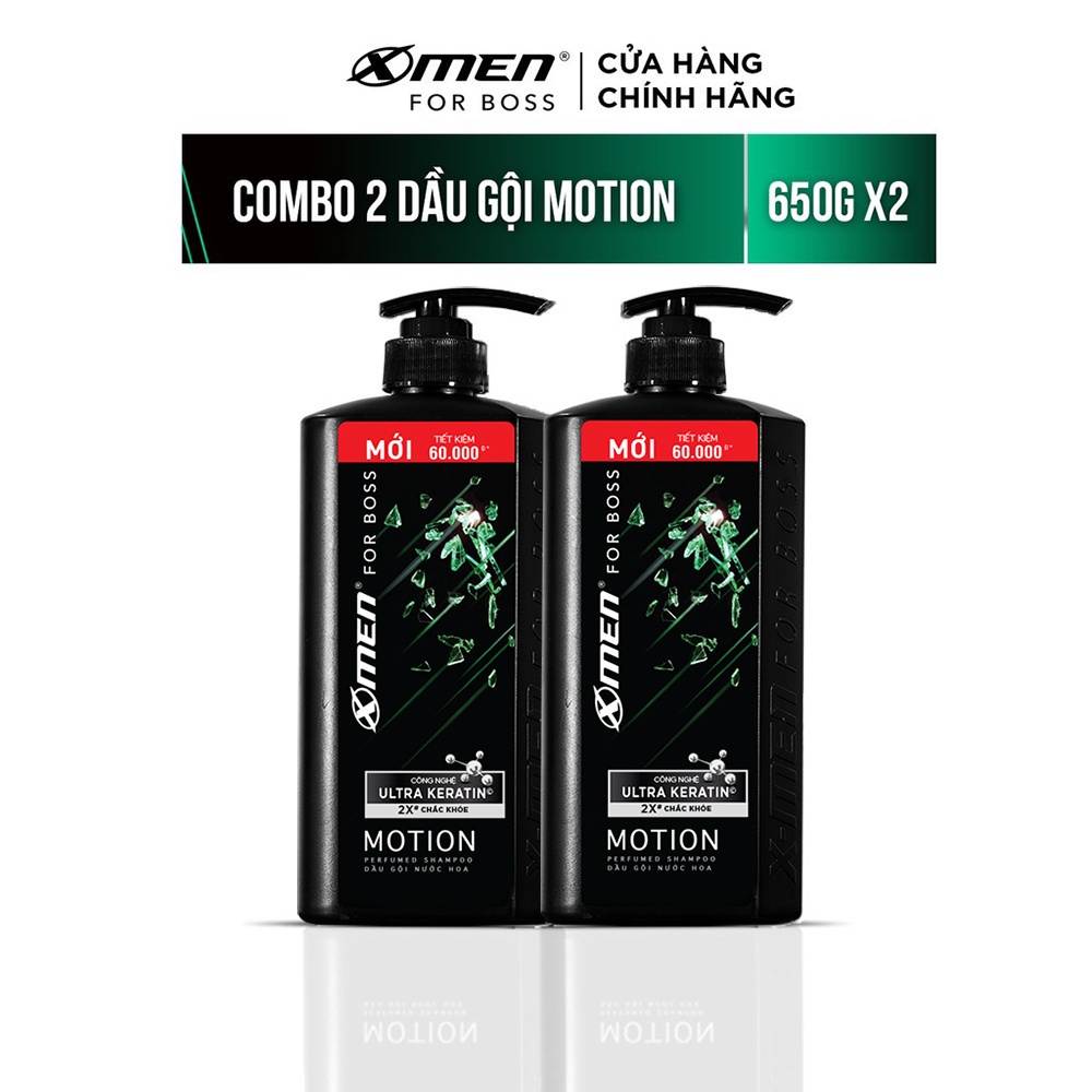 Bộ 2 Dầu Gội Xmen for boss 650g Hương Năng Động Motion