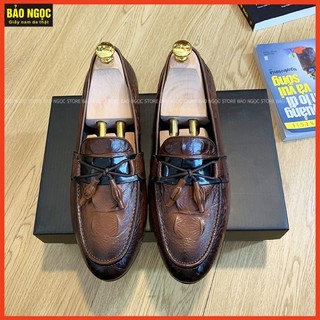 Giày lười nam da bò đánh màu cao cấp - đế khâu cực bền ✅ giày da nam thời trang 🎁 màu đen-nâu sang trọng