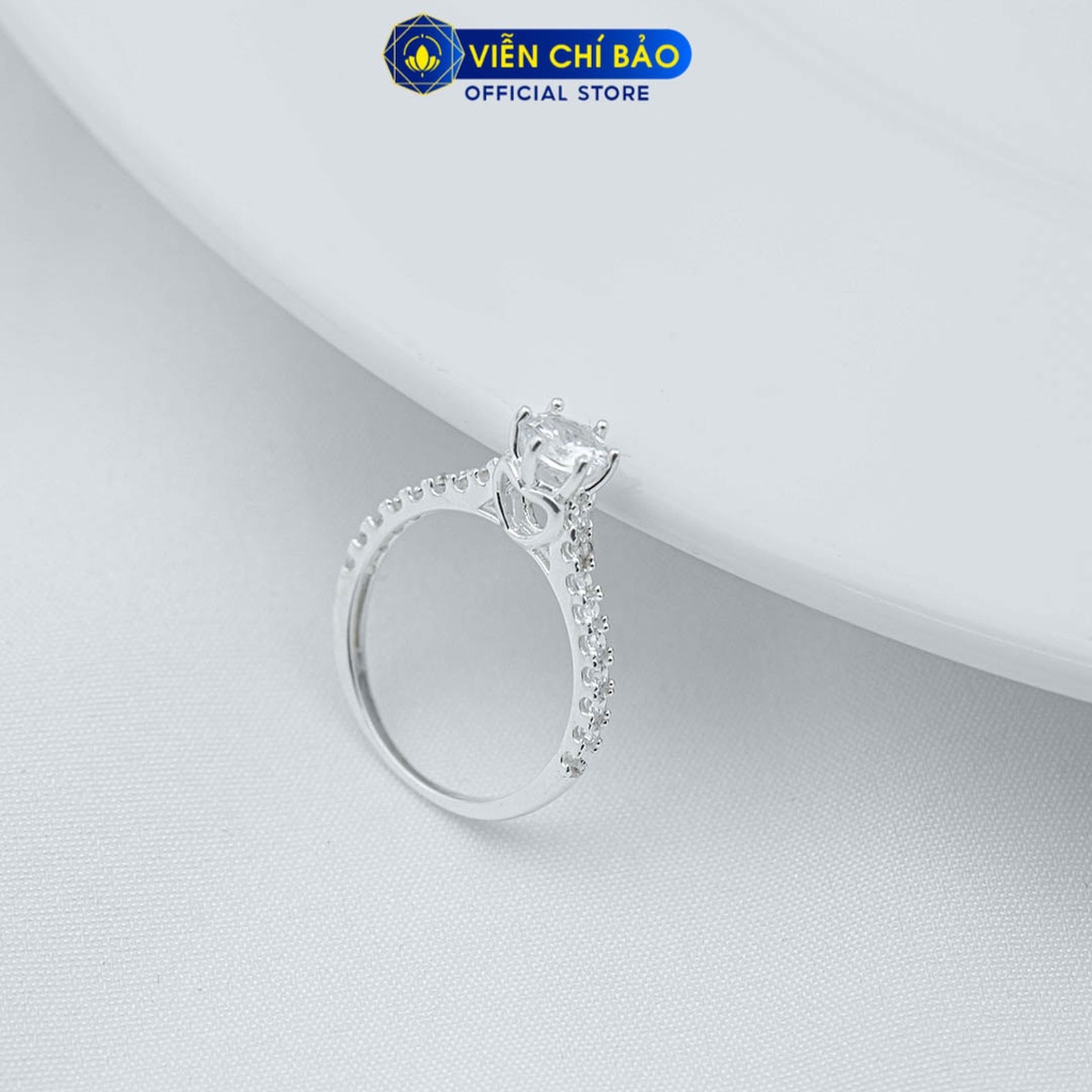 Nhẫn bạc nữ đính đá viền trái tim chất liệu bạc 925 thời trang phụ kiện trang sức Viễn Chí Bảo N400329