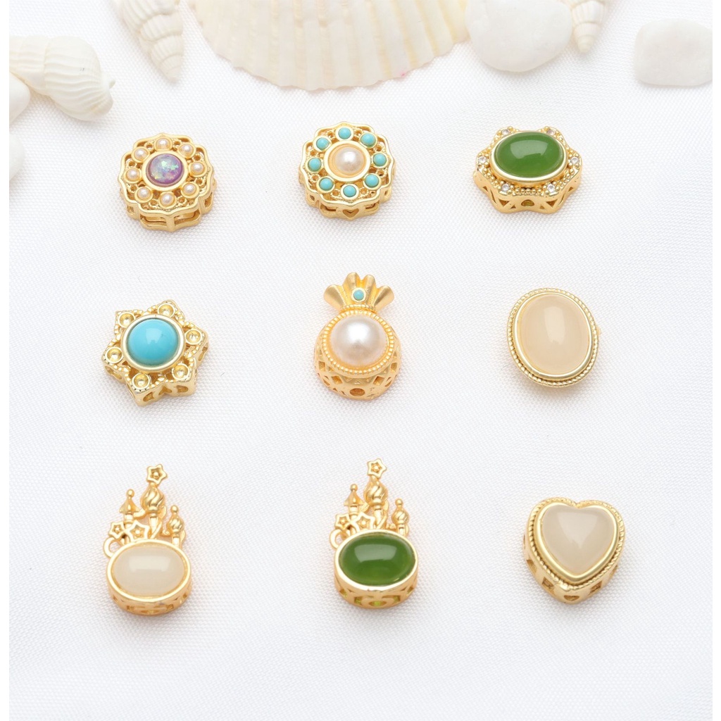 Bộ 5 Hạt Xỏ Màu Vàng Kim Dùng Làm Vòng Tay diy