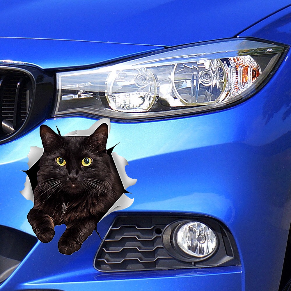 Nhãn Dán Trang Trí Xe Hơi Họa Tiết Mèo 3D Dễ Thương Sáng Tạo Chống Thấm Nước