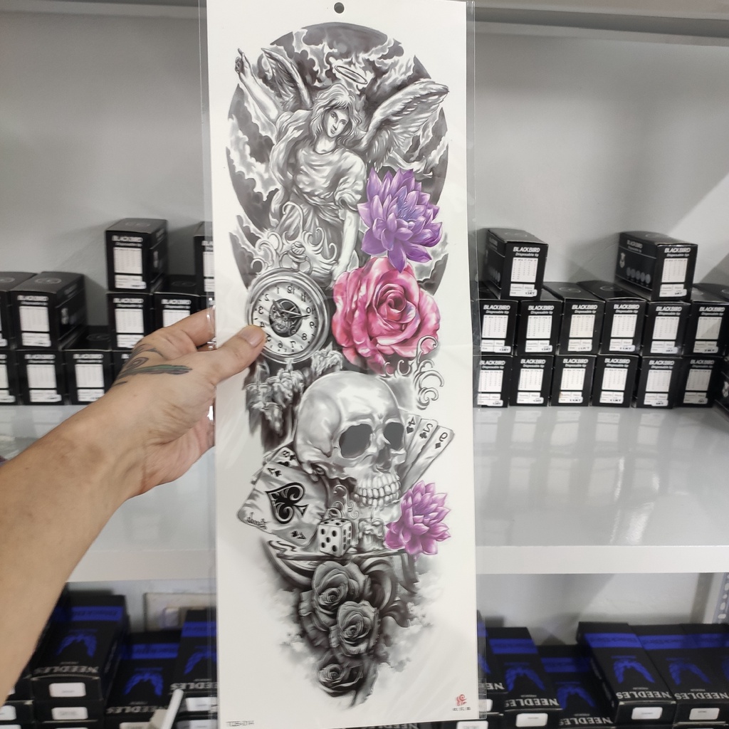 Hình Xăm Dán Full cánh Tay , Nửa Lưng Chống Nước size 170x480mm