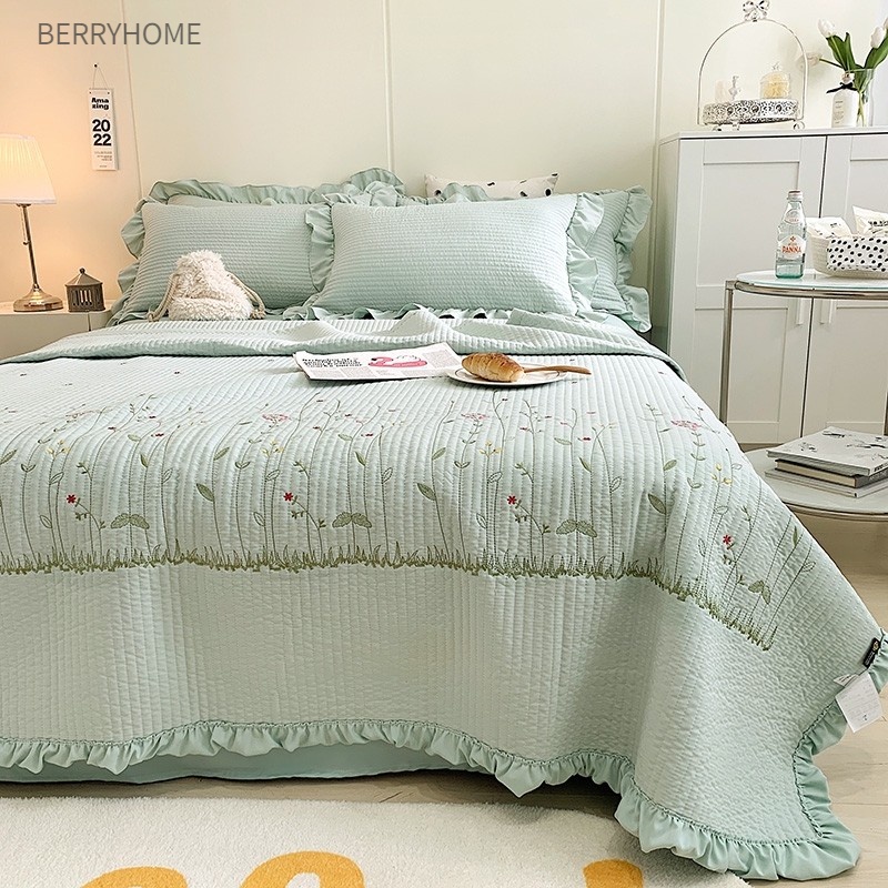 Chăn bông Màu tinh khiết Thời trang Trang chủ Thanh lịch Mẫu thêu Tencel Bông làm mát mùa hè BerryHome~