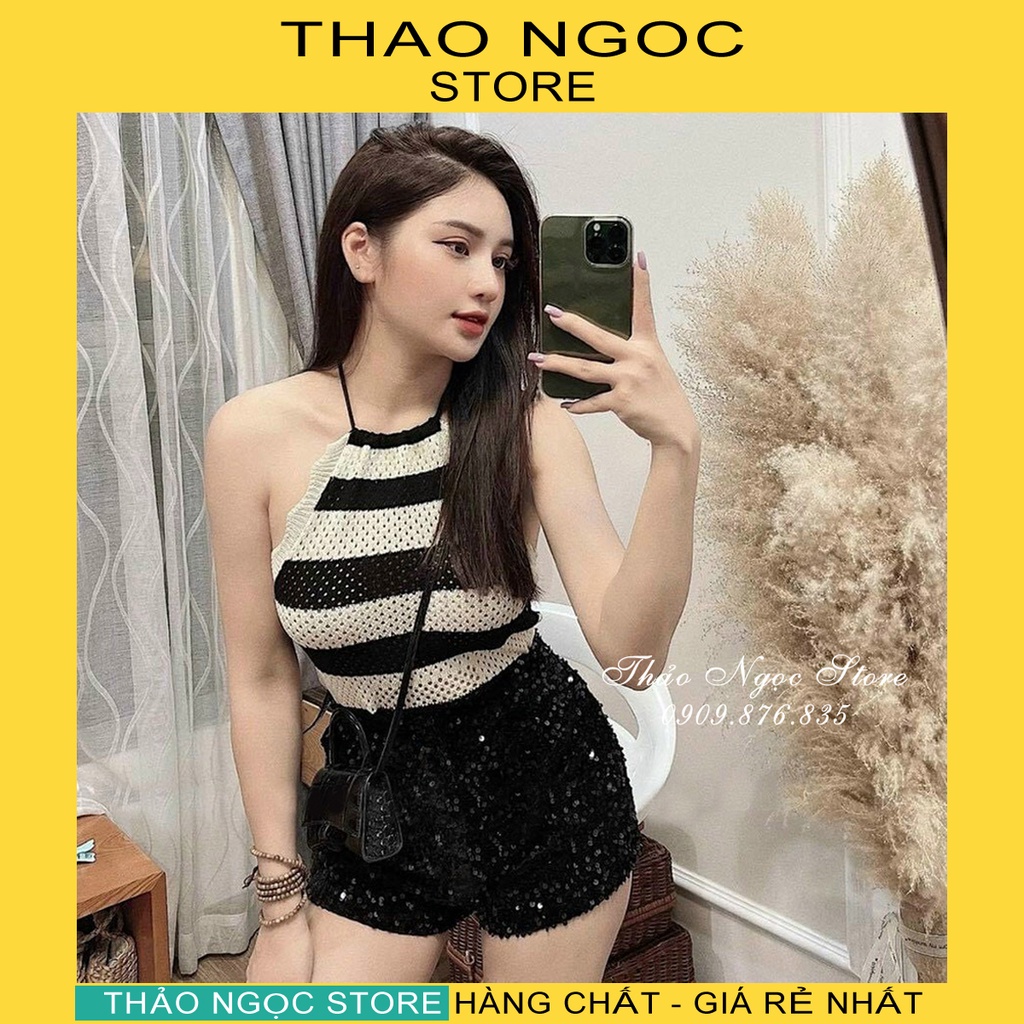 Áo len sọc yếm hàng nhập QC! (hàng có sẵn) THẢO NGỌC STORE