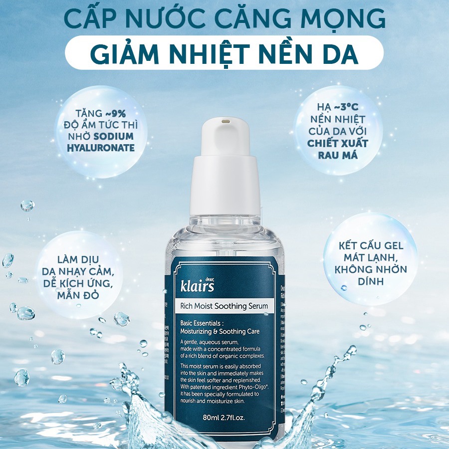 Tinh Chất Dưỡng Da Dear, Klairs Rich Moist Soothing Serum 80ml