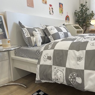 Set chăn ga 4 món cotton poly gấu trắng
