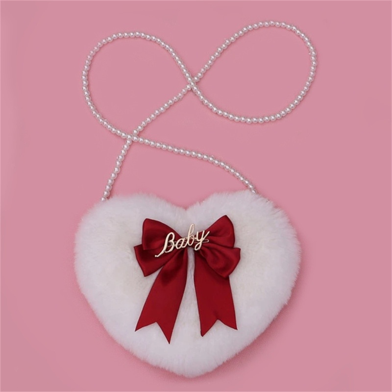 Túi Đeo Chéo Vai Bằng Vải Bông Họa Tiết Trái Tim Hoạt Hình Dễ Thương Phong Cách Lolita Dành Cho Nữ