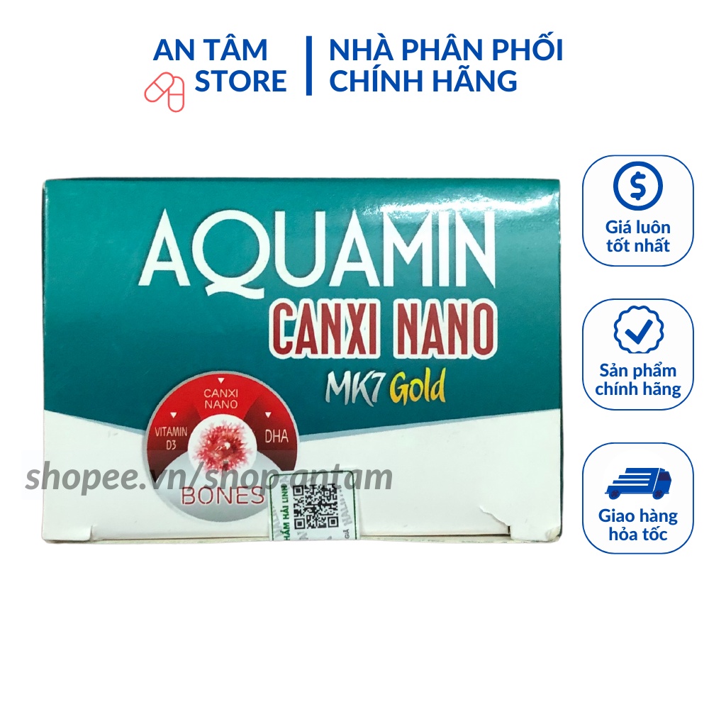 Viên uống Aquamin canxi nano mk7 + vitamin D3, K2 MK7 giúp xương chắc khỏe, phòng loãng xương, phát triển chiều cao