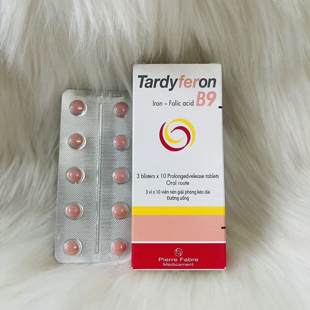 Tardyferon B9 cung cấp sắt cần thiết cho cơ thể, hộp 30 viên
