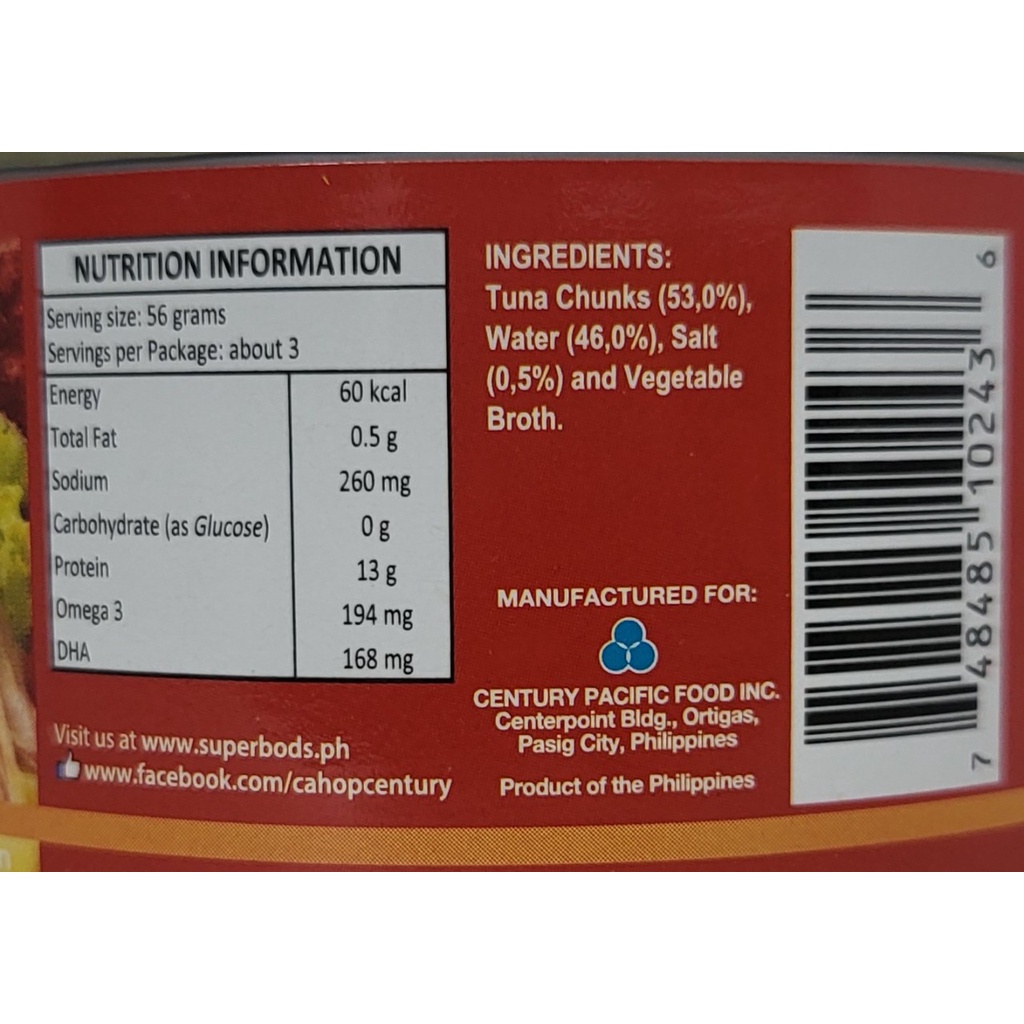 [Hộp 170g] CÁ NGỪ KHÚC NGÂM NƯỚC MUỐI [Philippines] CENTURY Tuna Chunks in Water (halal)