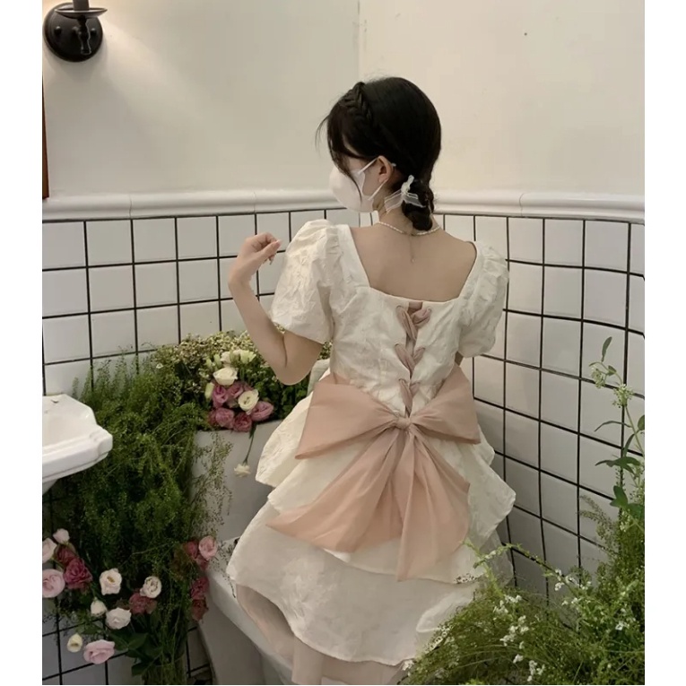 Đầm mini Màu Trắng Hở Lưng Thanh Lịch Thời Trang Mùa Hè Phong Cách Hàn Quốc Cho Nữ