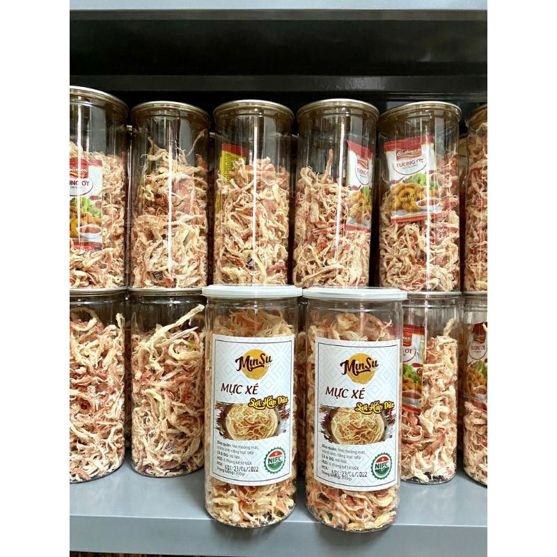 MỰC XÉ SỢI HẤP DỪA HŨ 250g 300g lai rai thơm ngon, đồ ăn vặt tại nhà đảm bảo chất lượng