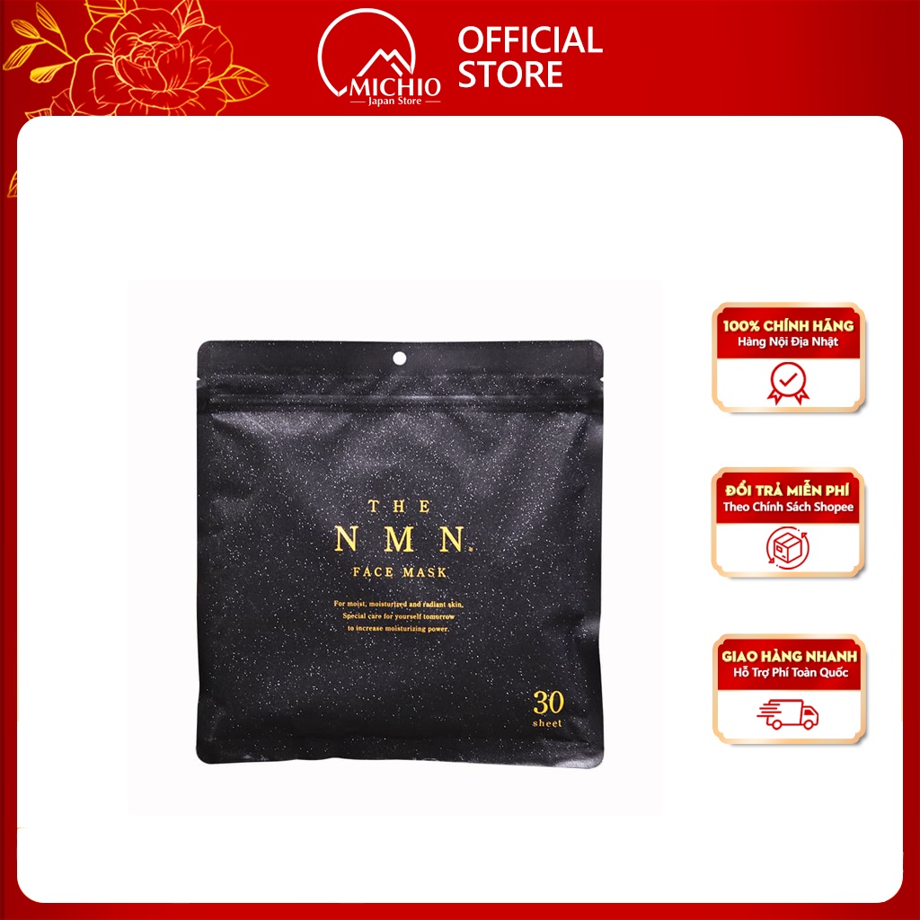 Mặt nạ NMN trắng da chống lão hóa, mặt nạ tế bào gốc Nhật Bản, face mask (túi 30 miếng)