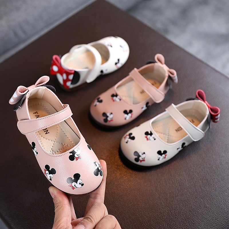 Giày Công Chúa Đế Mềm Họa Tiết Chuột Mickey Thời Trang Cho Bé Gái 1.5-6.5 Tuổi