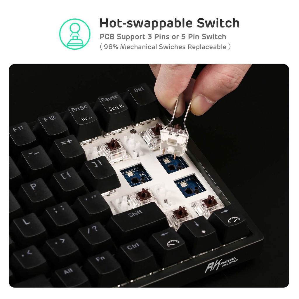 RK84 HOTSWAP - Bàn phím cơ Royal Kludge RK84 Kết Nối 3 Chế Độ Bluetooth 5.0 và Wireless 2.4G, Type C - CHÍNH HÃNG