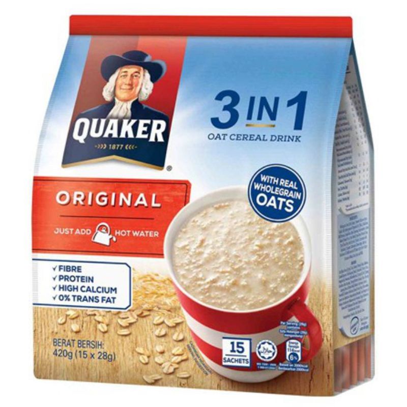 Thức Uống Yến Mạch Quaker 3in1 Vị Truyền Thống 420G (15 Gói x 28G)