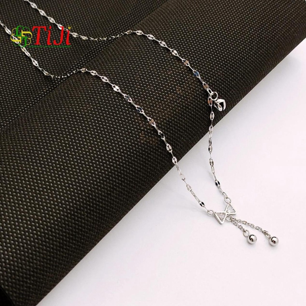 Dây chuyền nữ inox kiểu lá me nơ rớt bi cách điệu chuông đẹp không đen không gỉ sét