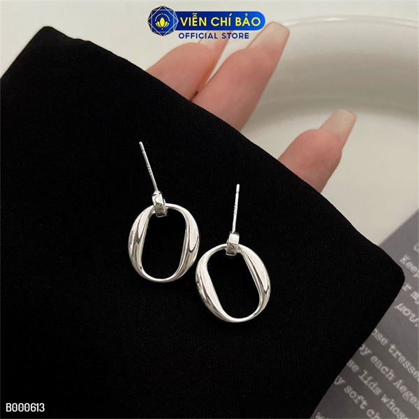 Bông tai bạc nữ tròn trơn mới chất liệu bạc 925 thời trang phụ kiện trang sức Viễn Chí Bảo B000613