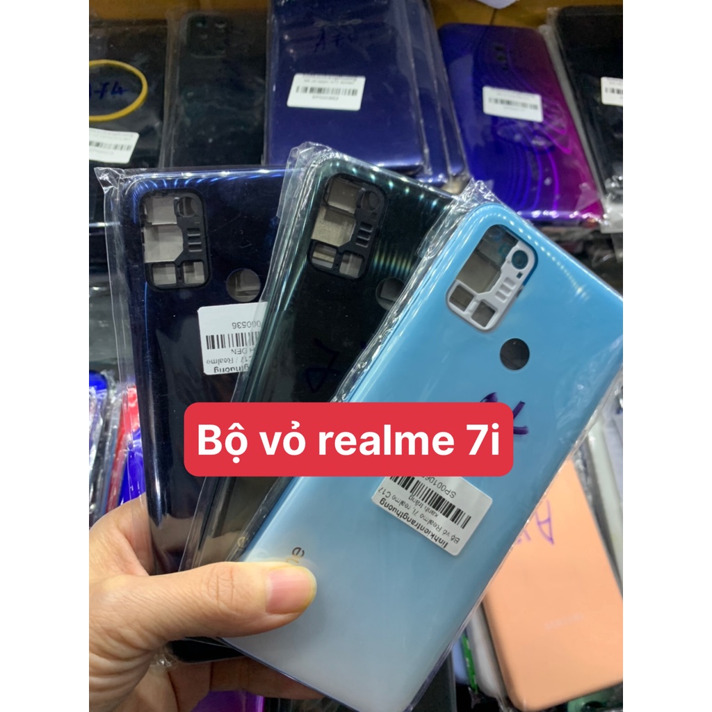 bộ vỏ realme 7i /realme c17 zin hãng full đồ(phím bấm,lưng sườn,kính cam)