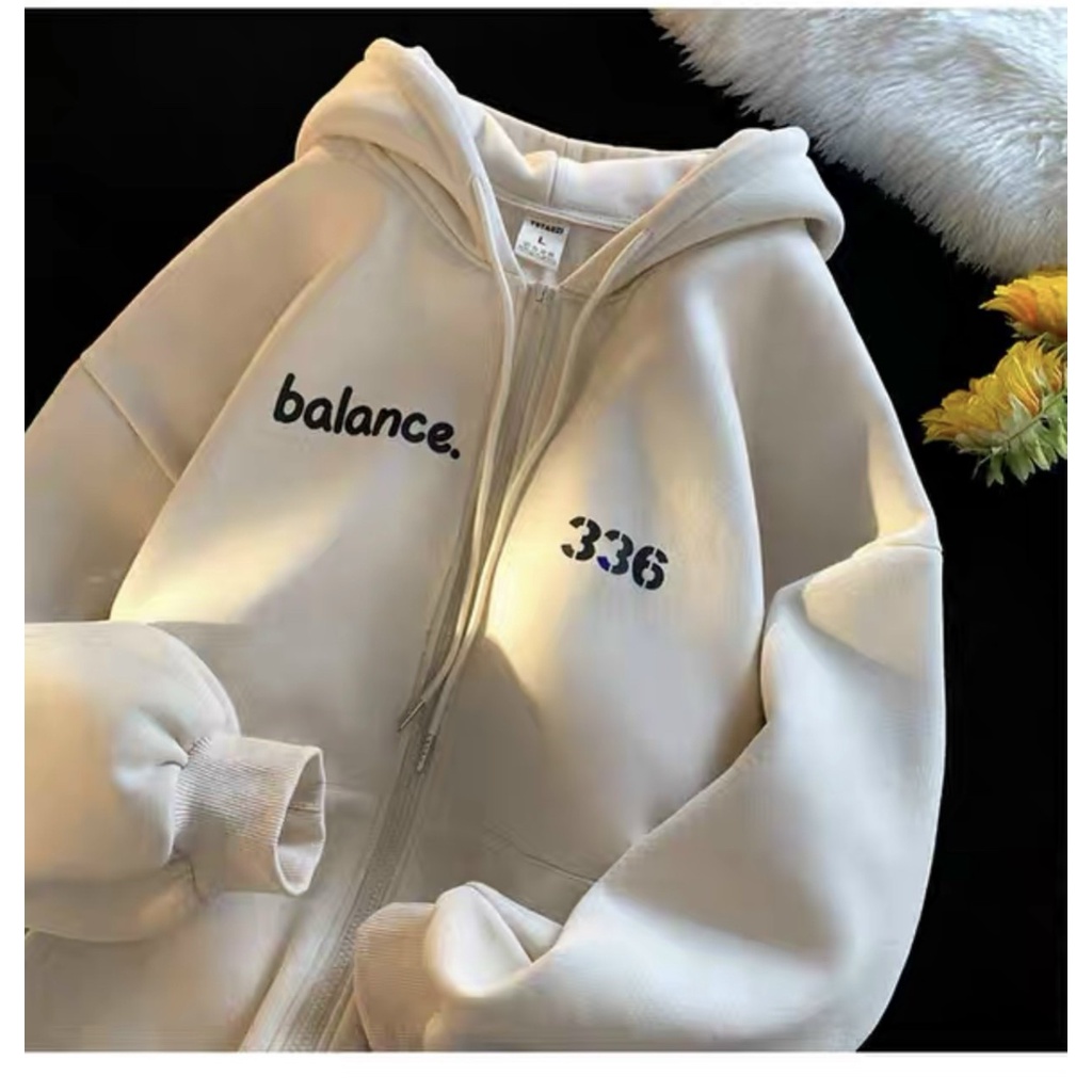 Áo Khoác Hoodie Dây Kéo Thêu LOGO 336 Vải Nỉ PE Phối Nón lớn From Rộng Phong Cách Hàn Quốc Hot Trend. XUT