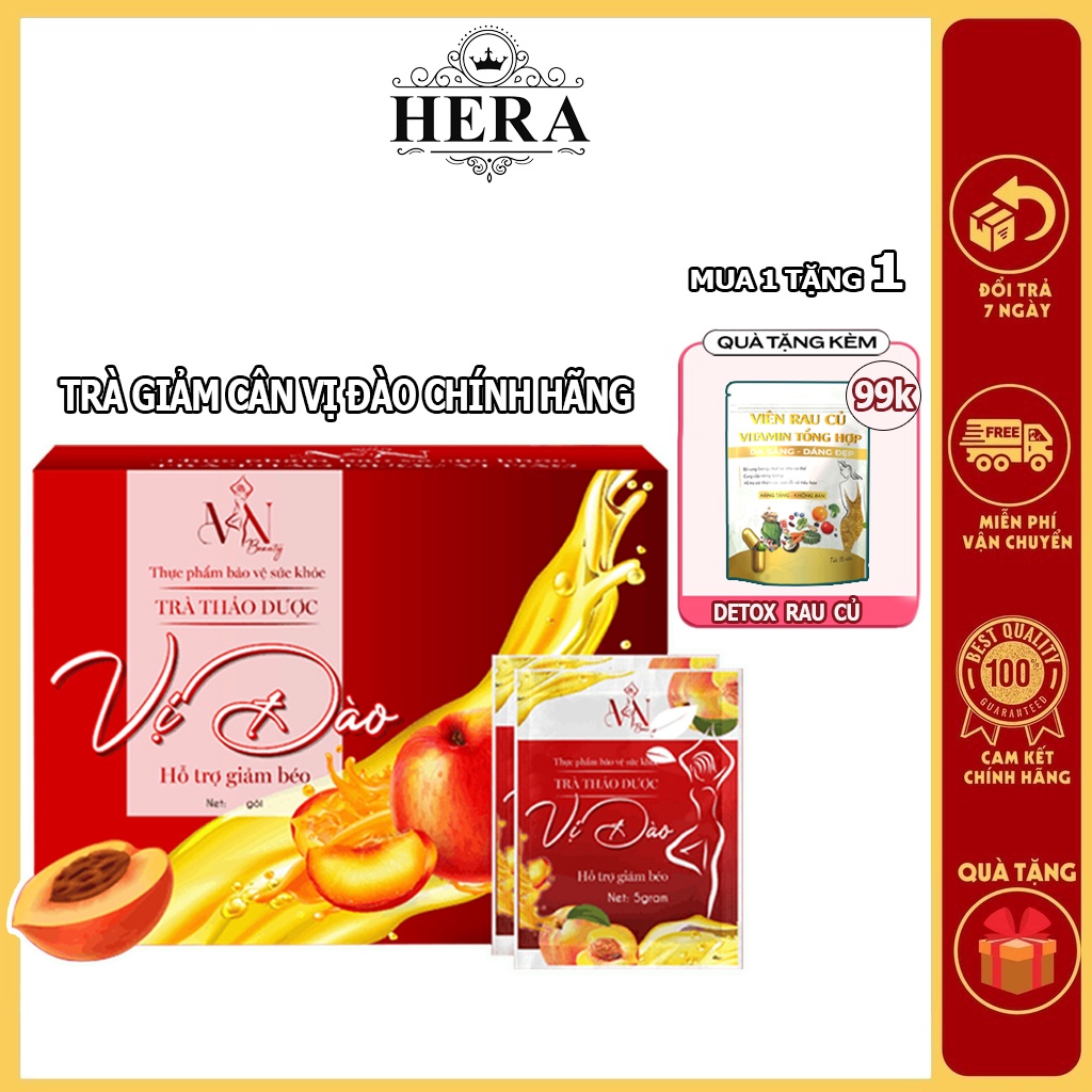 Trà Đào Giảm Cân Đông Anh Tặng Detox thải mỡ khoá cân