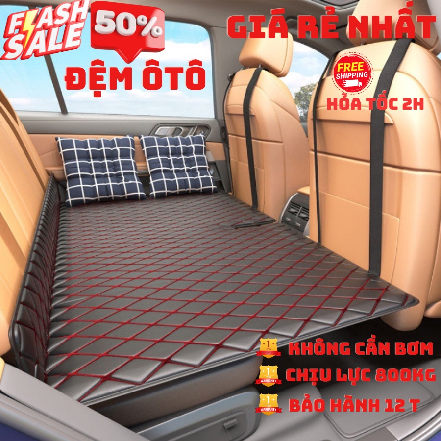 Đệm Giường Ô Tô - Nệm Chất Liệu Da Cao Cấp, Không Cần Bơm Hơi, Chịu Được Tải Trọng Lớn