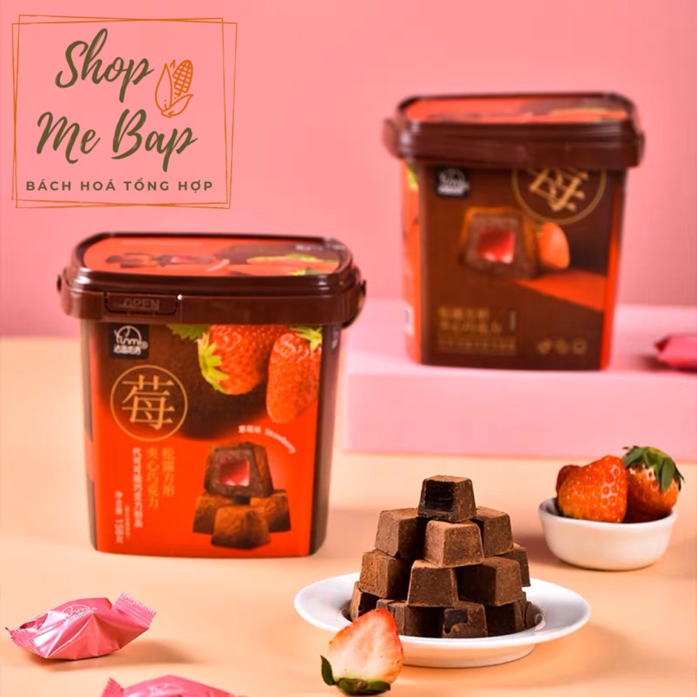 Bánh Nama Socola 408g - Sôcôla Tươi Nhân Trái Cây - Socola Đen Truffle hộp Vuông