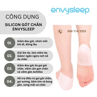 [SALE] - Bộ 2 cặp vớ silicon CHÍNH HÃNG ENVYSLEEP giảm đau gót khi mang giày, giảm nứt và chai gót chân, unisex