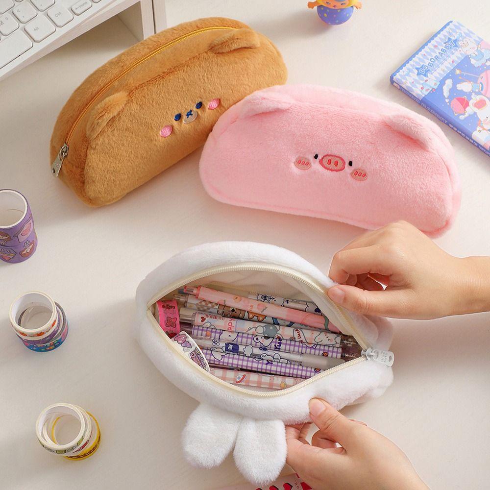Túi Đựng Bút Đa Năng Phối Lông Kiểu Hoạt Hình Dễ Thương
