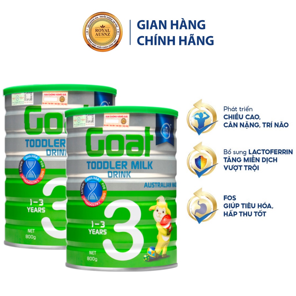 Combo 2 Sữa Dê Hoàng Gia Úc Goat Toddler Milk 3 Bổ Sung Dinh Dưỡng Cho Bé ROYAL AUSNZ 800g