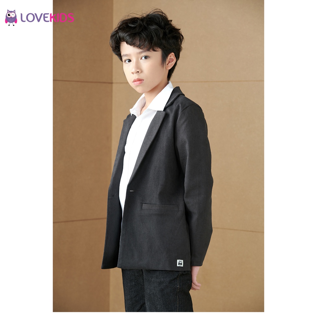 Áo blazer khaki bé trai Lovekids, sang trọng, size từ 7 đến 15 tuổi