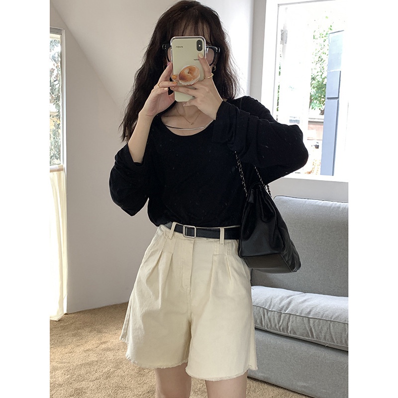 Áo thun nữ Tay dài Form rộng Cổ tròn Thiết kế Hàn Quốc Áo phông thun nữ Dài tay Dáng rộng Ulzzang Thời trang