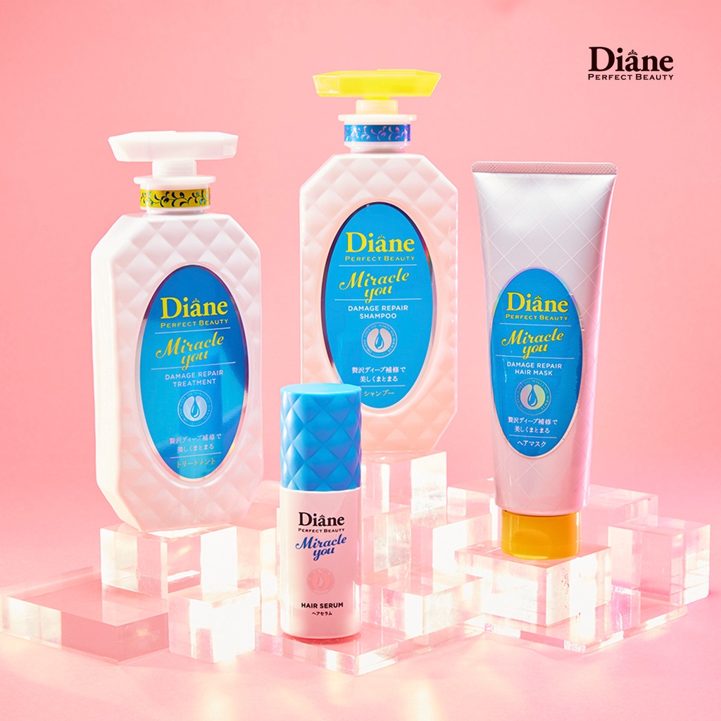 Mặt nạ tóc dành cho tóc hư tổn nặng Moist Diane Extra Damage Repair, nhuộm tẩy Diane Miracle You Damage Repair Hair Mask