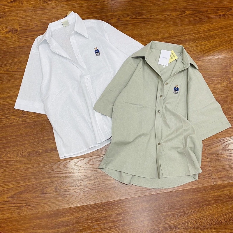 Sơmi Whoau tay lỡ thêu gấy linen