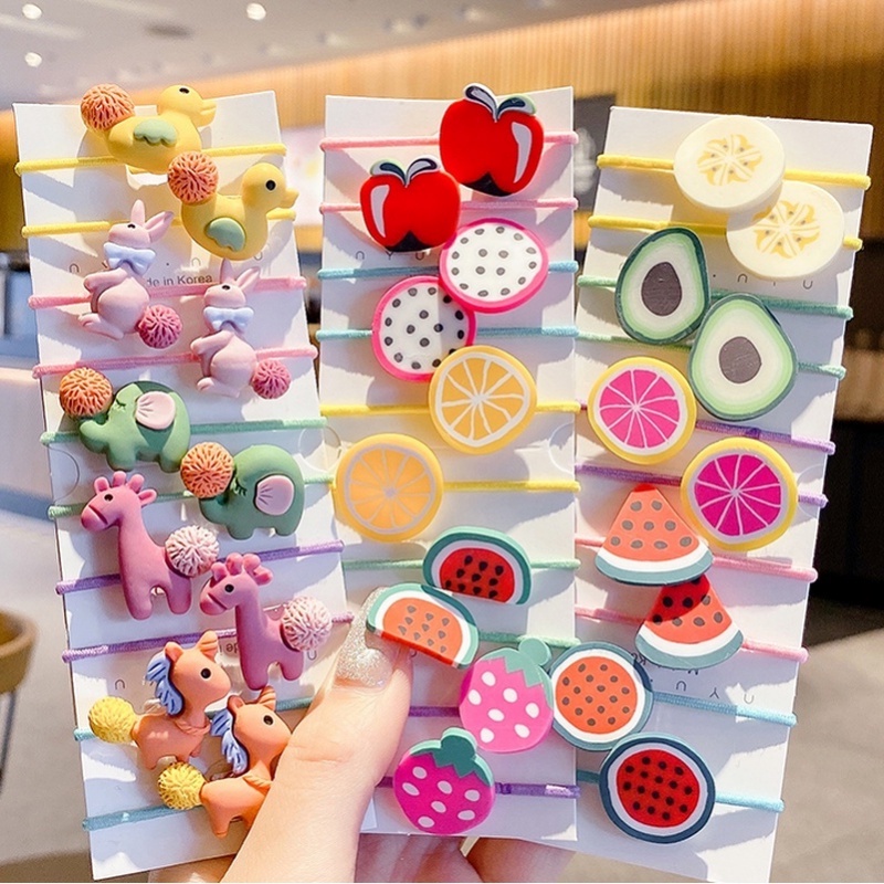 Dây Buộc Tóc Cao Su Họa Tiết Hoạt Hình Phong Cách Hàn Quốc Cho Bé Gái