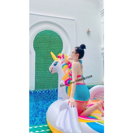 SÉT LEN MÓC GẮN HOA HỒNG XANH CÓ SẴN S M L