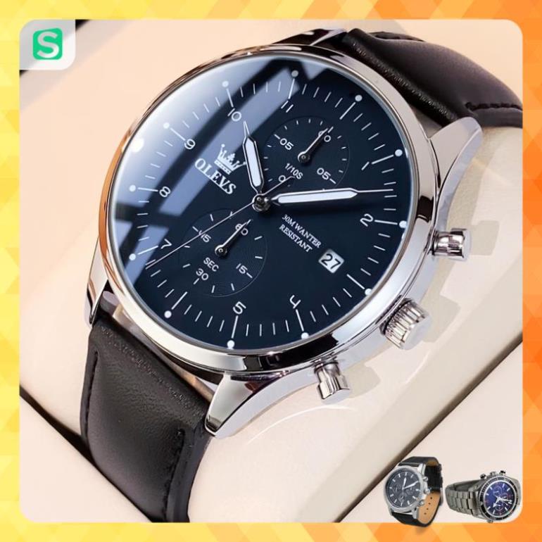 OLEVS 2880 Đồng hồ nam chính hãng Dây da có chức năng Lịch chống vô nước phát sáng Mặt số