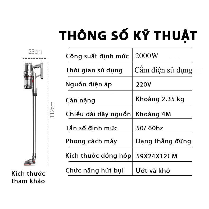 Máy hút bụi cầm tay SOKANY LOẠI CÓ DÂY công suất 2000W, lực hút 20000PA cực mạnh