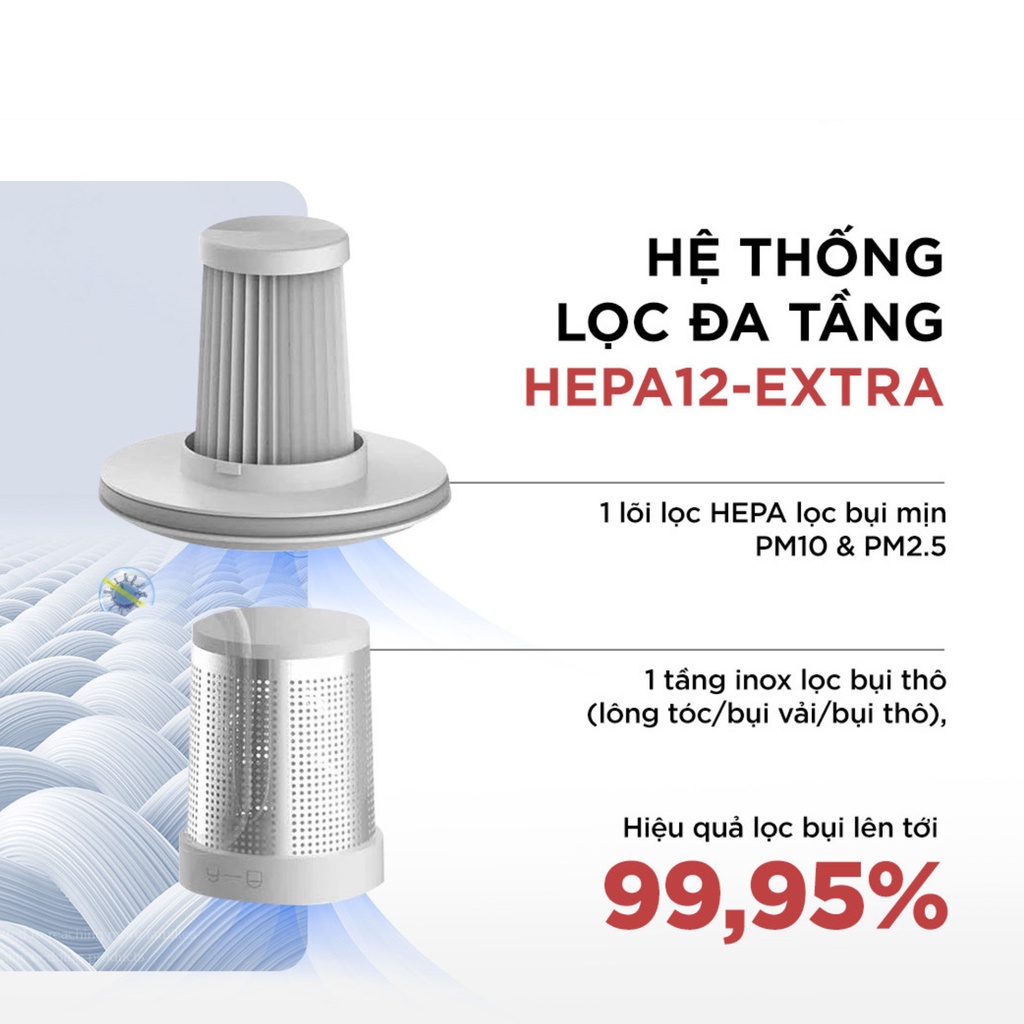 Máy hút bụi giường đệm nệm UNIQ Fresh F12 không dây đèn UV diệt sạch vi khuẩn ga sofa lông cao cấp cầm tay mini đa năng