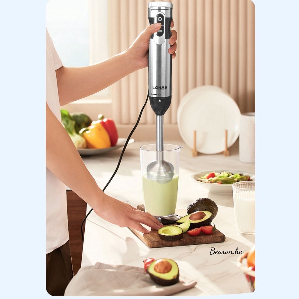 Bộ Sản Phẩm Máy Xay Cầm Tay 5 In 1 Đa Chức Năng Tiện Dụng LOHAS LS-328, Máy Làm Sinh Tố, Đánh Kem, Đánh Trứng