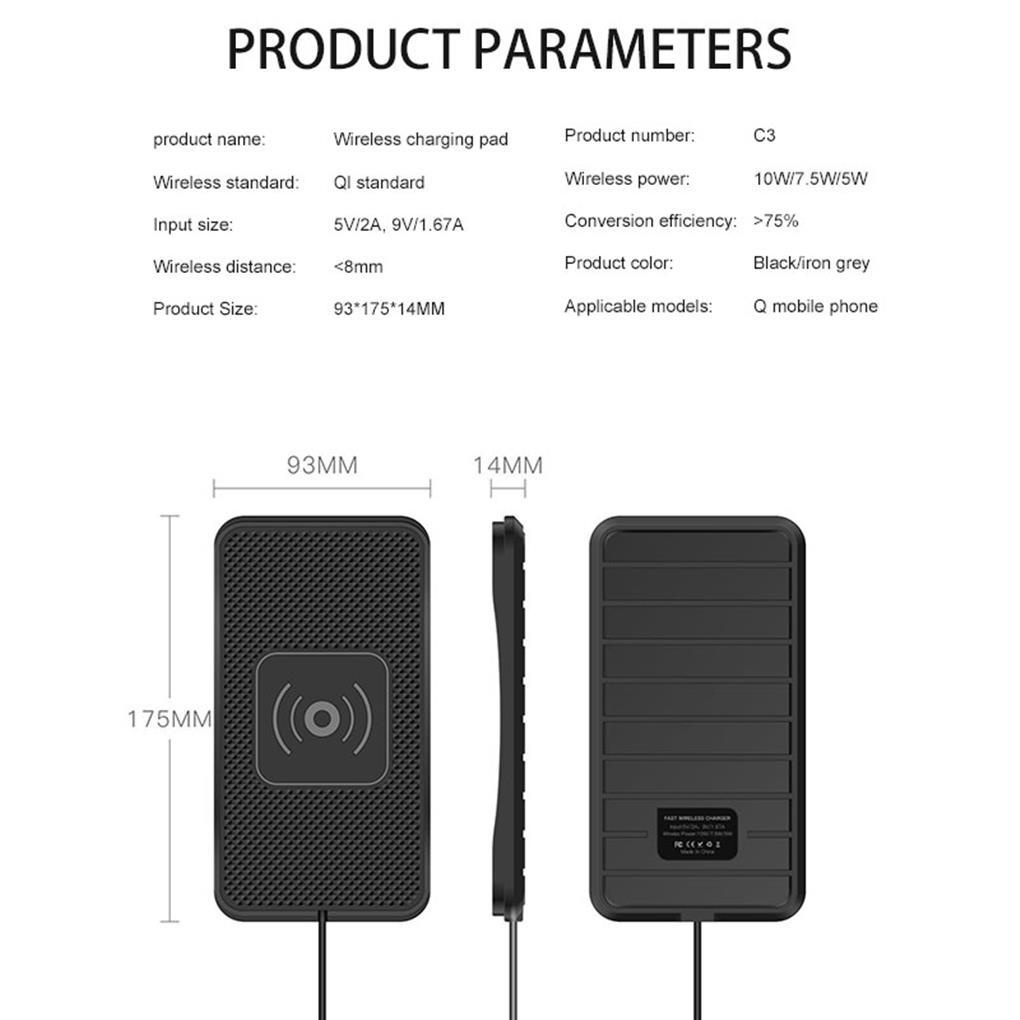 Đệm Sạc Xe Hơi Hai Trong Một 7 5W Chống Sốc Chống Trượt An Toàn Chuyên Dụng