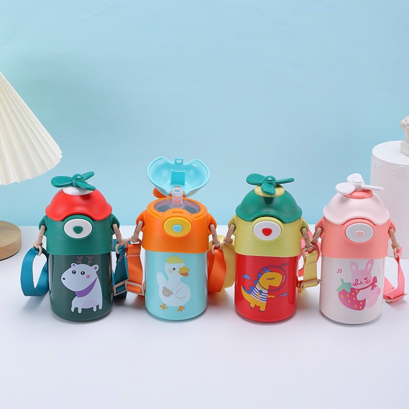 Màu hồngkem Bình nước giữ nhiệt mang đi học cute có chong chóng siêu sinh cho bé