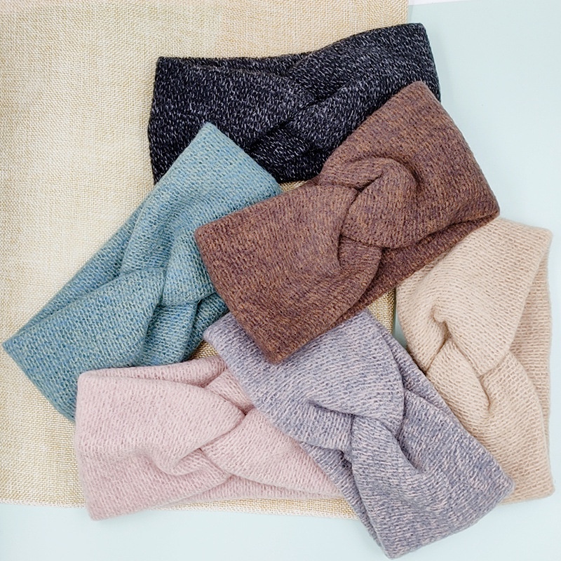 Băng Đô Len Bản Rộng Co Giãn Màu Trơn Thời Trang Mùa Đông Cho Nữ JP5