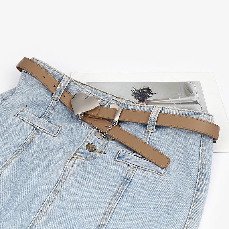 Thắt Lưng Da PU Khóa Hình Trái Tim Kim Loại Phong Cách Harajuku Thời Trang Mùa Hè Cho Nữ