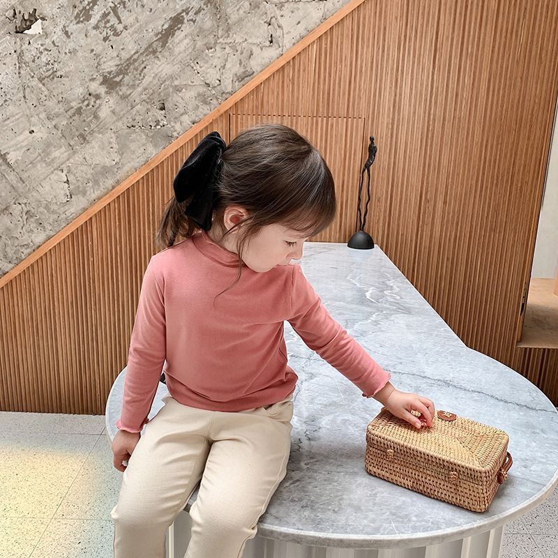 Áo Thun Dài Tay Cổ Lọ Hai Mặt Thời Trang Thu Đông Mới Cho Bé Gái