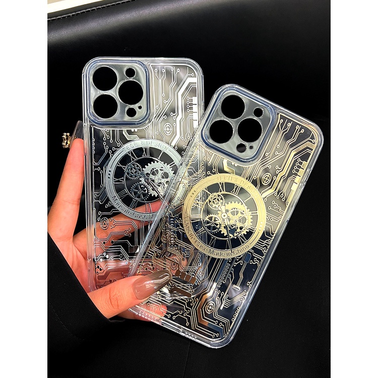 Ốp Điện Thoại Mạ Điện Từ Tính In Hình Đồng Hồ Cho Iphone 13promax 11promax xsmax 8plus xs xr 14 14 13 / 12 14ProMax