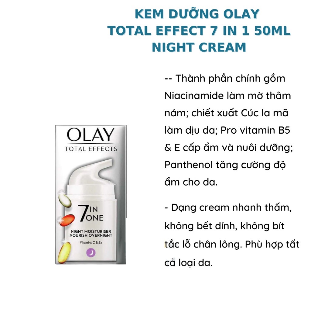 Kem dưỡng da chống lão hóa Olay Total Effects 7 In 1 Moisturiser Nourish & Protect 50ml (bản UK mẫu mới)