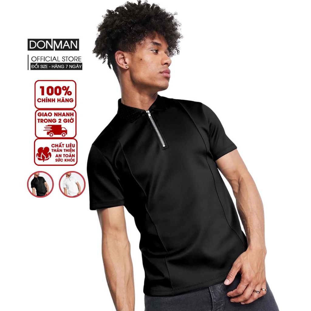 Áo thun nam polo DONMAN cao cấp, form Slimfit chất Poly Zacka 2 màu mới co giãn, thấm hút, khô nhanh,khử mùi tốt - AT35