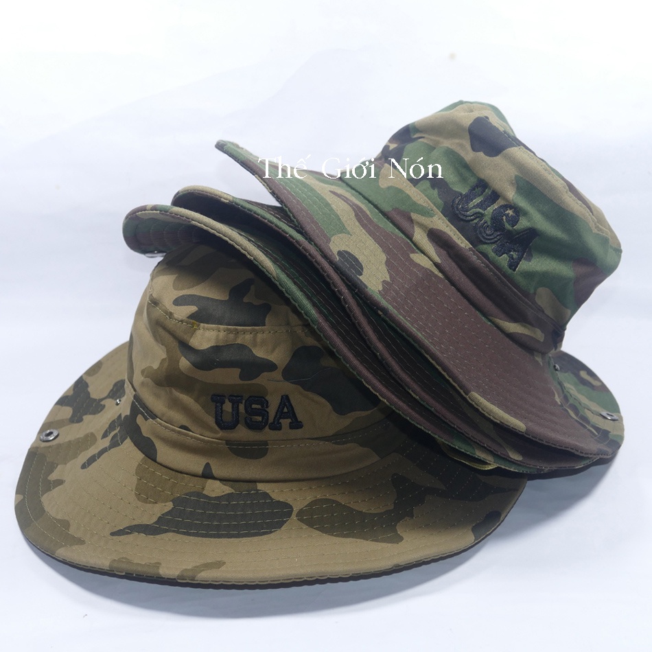 Mũ tai bèo vành rộng có chất liệu vải cotton dầy dặn. Nón thiêu logo có thiết kế trang phù hợp cho phái nam