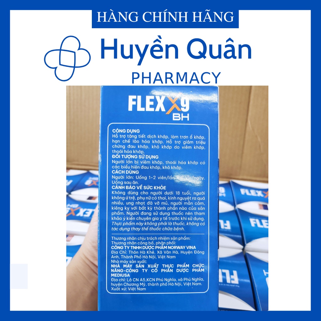 Viên uống bổ khớp Flex X9 - Hỗ trợ làm trơn ổ khớp, giảm đau mỏi khớp, khô khớp do viêm khớp, thoái hóa khớp - Lọ 60viên
